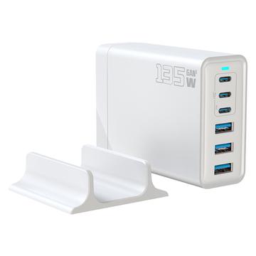 135W GaN Desktop Charger / 6-Port High-Speed Charging Station - 3x USB-C, 3x USB-A