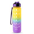 1L športová fľaša na vodu s časovou značkou džbán na vodu odolná proti úniku vody pre kanceláriu školu kempovanie (BPA Free) - žltá/fialová