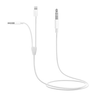 2 v 1 3,5 mm Aux Audio Cable MH030 - iOS, Android - biela