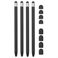 2-v-1 Univerzálne kapacitné pero pero-4 ks. - Čierna