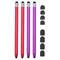 2-v-1 Univerzálne kapacitné pero pero-4 ks. - červená / fialová