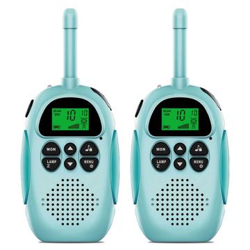 2 ks DJ100 Detské vysielačky Hračky Detský interfón Mini ručný vysielač s dosahom 3 km UHF rádio so šnúrkou - modrá + modrá