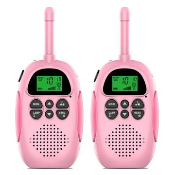 2 ks DJ100 Detské vysielačky Hračky Detský interfón Mini ručný vysielač s dosahom 3 km UHF rádio so šnúrkou - ružová + ružová