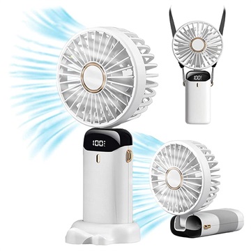 3-v-1 Mini prenosný ventilátor na chladenie krku-biely