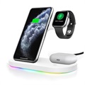 3-v-1 stojan na nabíjanie pre Apple iPhone, Iwatch a AirPods-biele
