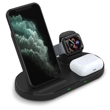 3 -v -1 bezdrôtová nabíjacia stanica W55 - iPhone, AirPods, Iwatch (Objem) - čierna