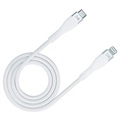 3Mk hypersilicone USB -C/Lightning Data a nabíjací kábel - 1 m - biela
