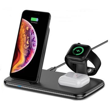 15W rýchla bezdrôtová nabíjacia stanica 4 v 1 pre viacero zariadení, iPhone + Apple Watch + Apple Airpods + telefón s Androidom