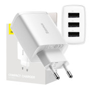 Kompaktná rýchlonabíjačka Baseus CCXJ020102, 3x USB, 17 W - biela