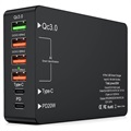 6 -port rýchla nabíjačka s USB -C PD a QC3.0 - 65W - čierna