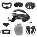9-Piece Accessory Kit for Meta Quest 3: Head Strap, EVA Storage Case, Silicone Handle Covers, and More - Black
