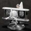 Airplane Flip Desk Clock w. Mechanical Time Display - White