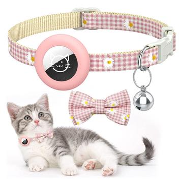 Apple AirTag Silicone Case with Daisy Pattern Pet Collar and Bow