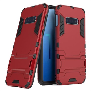 Séria brnenia Samsung Galaxy S10E Hybrid Case so stojanom - červená