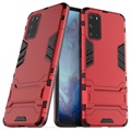 Séria brnenia Samsung Galaxy S20 Hybrid Case so stojanom - červená