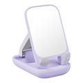 Skladací stojan na telefón série BASEUS Seashell so zrkadlom, nastaviteľný držiak mobilného telefónu - fialový