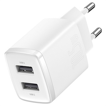 Nabíjačka na stenu základne s 2 portmi USB - 10,5 W - biela