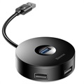 Baseus Round Box 4 -Port USB 3.0 Hub s napájaním MicrousB - čierna