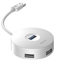 Baseus Round Box 4 -Port USB 3.0 Hub s napájaním MicrousB - biela