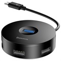Baseus Round Box 4-Port USB 3.0 Hub s káblom USB-C-čierna