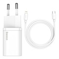 Baseus Super SI Rýchla nabíjačka s káblom USB -C / Lightning - 20W - biela