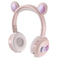 Medvedie slúchadlá uší Bluetooth BK7 s LED - ružovou farbou