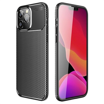 Chrobové uhlíkové vlákno iPhone 14 Pro Max Case - Čierna