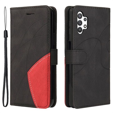 Séria Bi -Color Service Samsung Galaxy A32 5G/M32 5G Wallet Case - Black