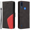Bi -Color Series Motorola Moto E7 Power Wallet Case - Black
