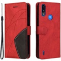 Bi -Color Series Motorola Moto E7 Power Wallet Case - červená
