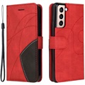 Bifarebná séria Samsung Galaxy S21 5G Puzdrá peňaženky - červená