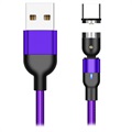 Spletené rotačné magnetické kábel USB typu C - 2 m - fialová