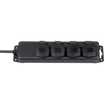 Brennenstuhl IP44 Outdoor Extension Cord with Self-Closing Lids - 2m - Black