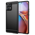 Motorola Edge 40 Pro/Edge+ (2023) Puzdro z Brúseného TPU - Uhlíkové Vlákno - Čierna