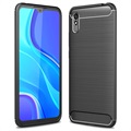 Xiaomi Redmi 9a Brushed TPU puzdro - uhlíkové vlákno - čierna