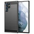 Samsung Galaxy S22 Ultra 5G Brushed TPU Case - Carbon Fiber - Čierna