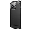 iPhone 13 Pro Brushed TPU puzdro - uhlíkové vlákno - čierna