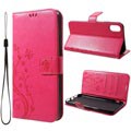 Motýľ série iPhone xr peňaženka - horúca ružová