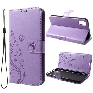 Motýľ série iPhone XR Wallet Case - Violet