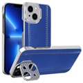 Hybridný kryt Camstand iPhone 13 - uhlíkové vlákno - modrá
