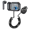 Nabíjačka automobilu / Bluetooth FM vysielač s mono náhlavnou súpravou T2 - čierna