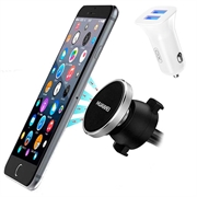 Essential Car Kit - Dual USB Charger & Magnetic Phone Holder