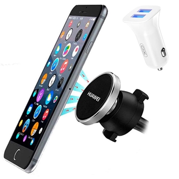 Essential Car Kit - Dual USB Charger & Magnetic Phone Holder