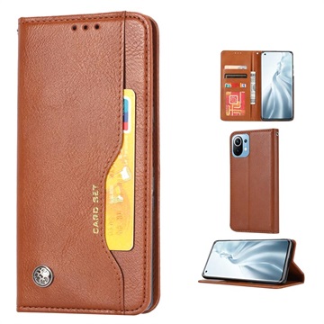 Séria sada kariet Xiaomi Mi 11 Lite 5G Wallet Case - Brown