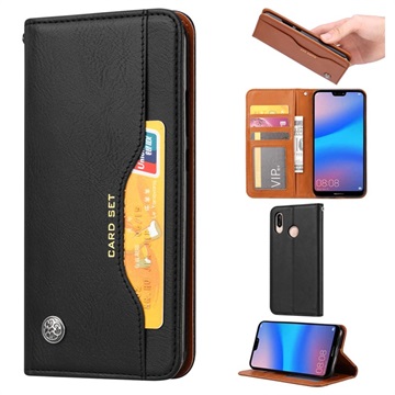 Séria sada kariet Huawei P30 Lite Wallet Case - Black