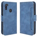 Séria držiteľov kariet Samsung Galaxy M21 2021 Pasce peňaženky - modrá