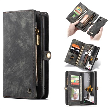 CASEME 2-v-1 multifunkčný Samsung Galaxy S22 Ultra 5G Wallet Case-Black