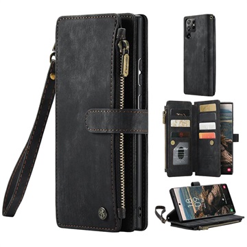 CASEME 2-v-1 multifunkčný Samsung Galaxy S22 Ultra 5G Wallet Case-Black