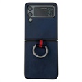 Samsung Galaxy Z Flip4 Coated Case with Metal Ring - Blue