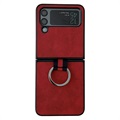 Samsung Galaxy Z Flip4 Coated Case with Metal Ring - Red